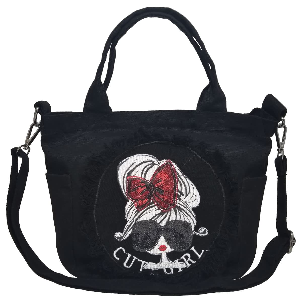 

Shoulder Bag Mini 2way Bag Small Crossbody Lightweight Handbag Tote Bag Denim [DIVA Rose] Women s (Black)