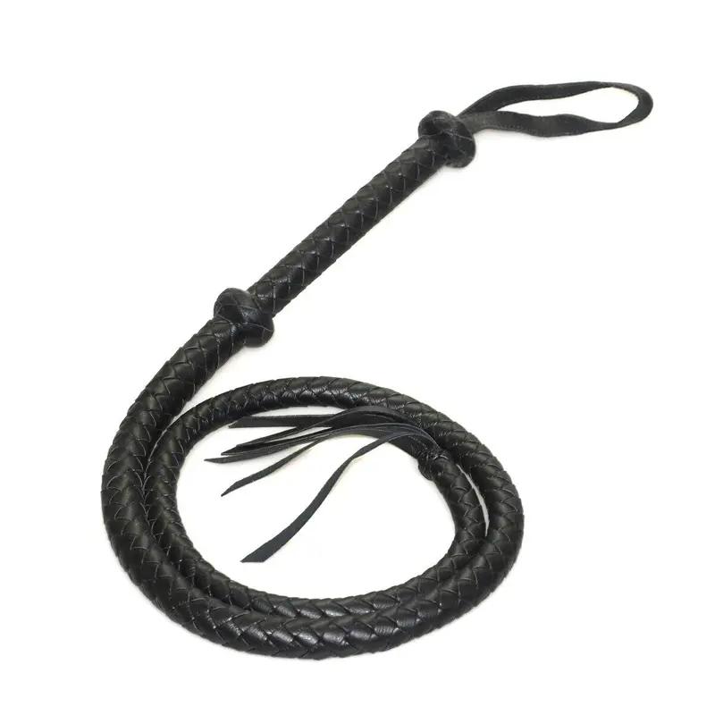 Braided Leather Bullwhip Fetish Spanking Impact Play Riding Whip Whips