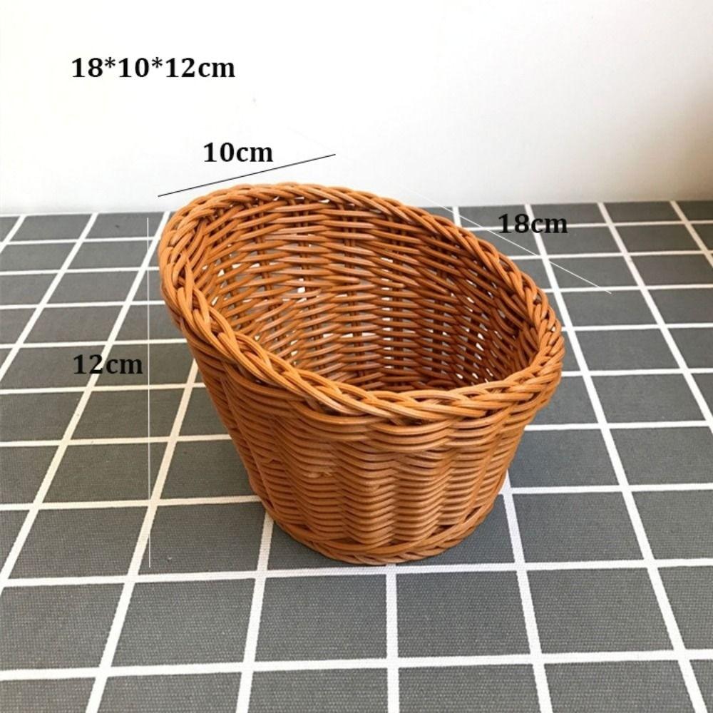 Mehrere Stile Imitation Rattan Obstteller Retro Gewebt Mehrzweck Aufbewahrung Rattan Gewebt Tee Tablett Kreatives Haus Süßigkeitenverpackung