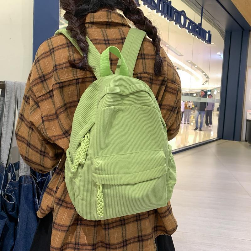 Corduroy Backpack for Casual Simple Women Backpack Versatile Travel Backpack Back To School Bags Class Bag for Girl Mochilas Sac