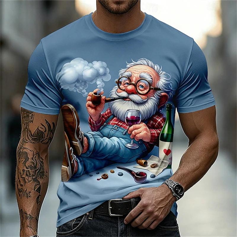 New Men Short-Sleeve T-Shirt 3D Print Casual Elderly People Pattern Summer Trendy Crew Neck Tee Outdoor Sports Y2k Man Clothing