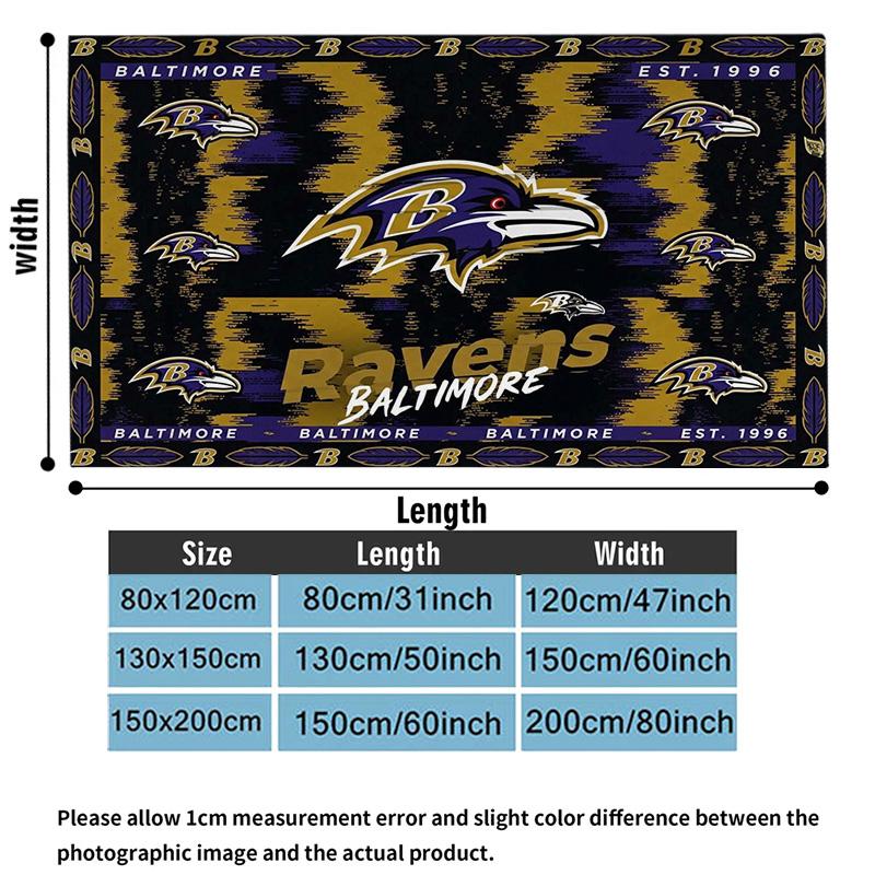 Baltimore Ravens Logo Print Flannel Blanket High Quality Warm Comfortable Cover for All Seasons Perfect for Gifts Home Decor