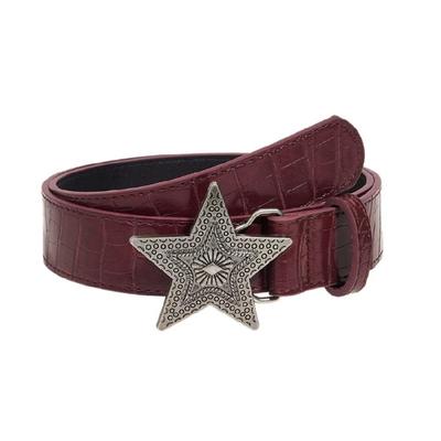 Subcultures Belt Fashion Metal Star Buckle Belts Embossing Waistband for Shorts
