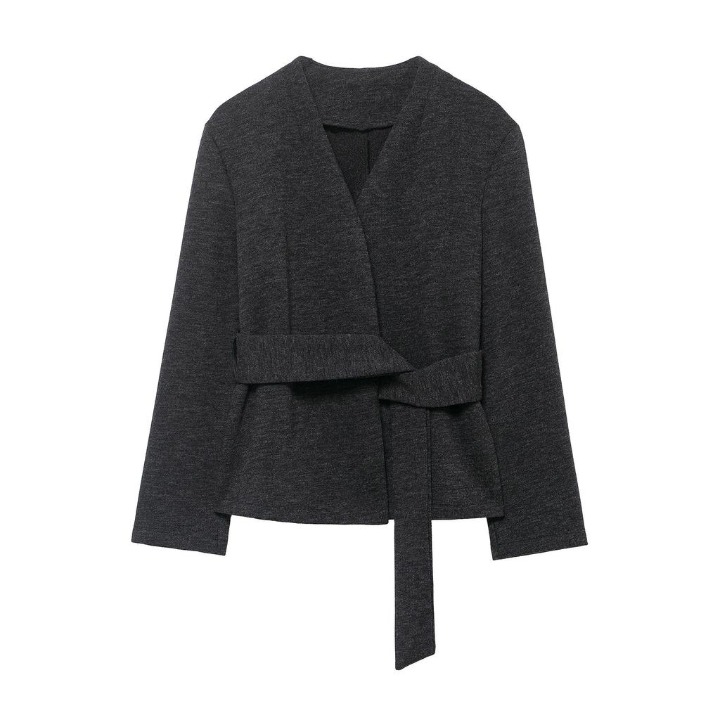 European-American Women's Casual Soft Jacket with Belt - Hot Fashion
