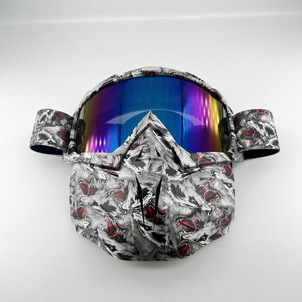 Windproof Outdoor Mask Glasses Men Off-road HD Lens MX MTB ATV Anti-Fog Full Face Protection Tactical Helmet Mask Adjustable