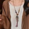 Painted ceramic fish necklace, Bohemian style woven rope necklace, women's vintage high-end beaded clavicle chain