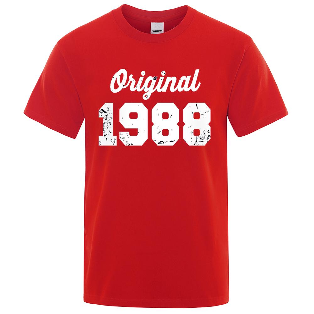 Original 1988 White Letter Print Male Tshirts Breathable Clothes High Quality Tee Clothes Hip Hop O-Neck Cotton Tshirt Couple
