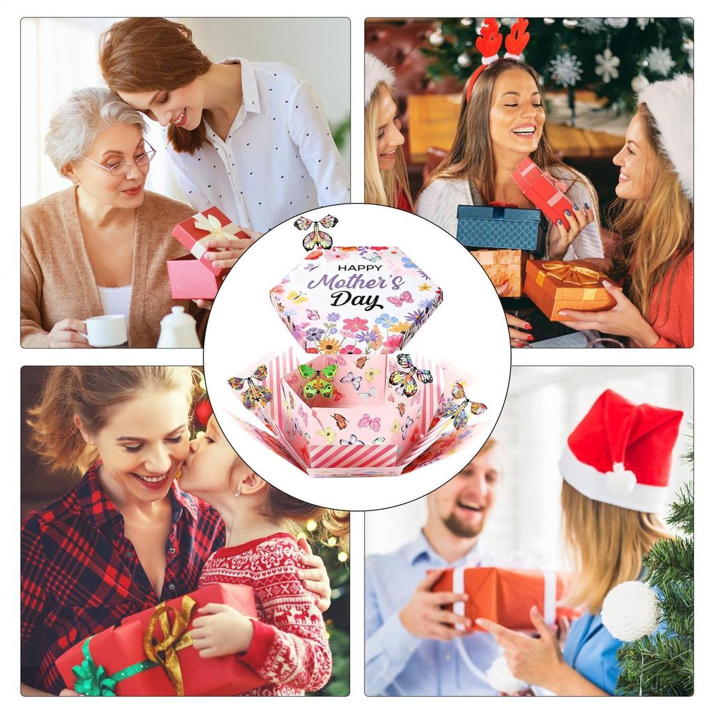 Exploding Birthday Box Funny DIY Cute Wrapping Mothers Day DIY Wrapping Boxes For Jewelry Cake Food Kids Adults Women Birthday