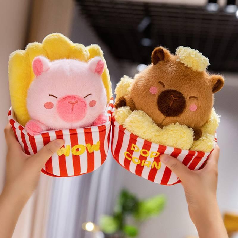 Popcorn Capybara Lotus Fries Plysjleketøy Tegneserie Kosedukke Dekorasjon Gave