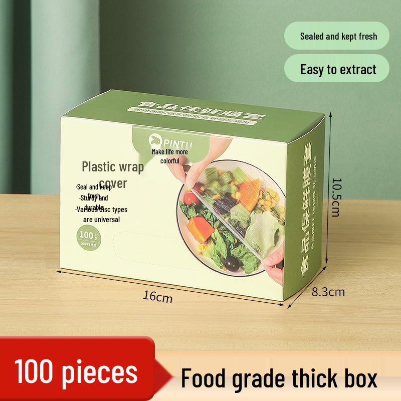 Disposable Fresh-Keeping Film with Elastic Opening, 100-Piece Food Grade PE for Refrigerator Anti-Odor Sealing