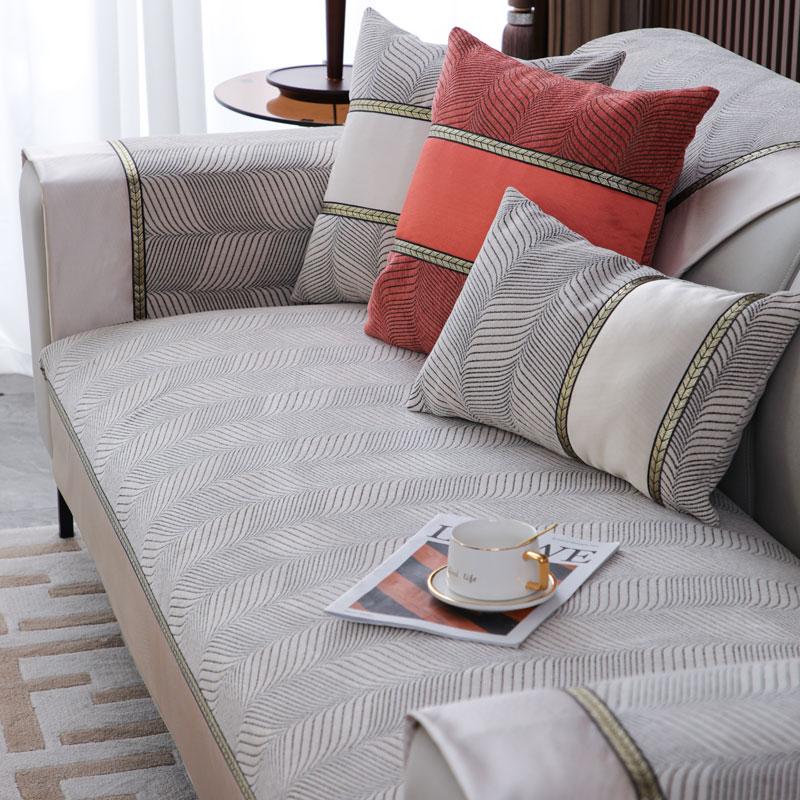 Modern Chenille Sofa Cover 1 /2 /3 Seater Patchwork Jacquard Corner Couch Slipcover Chair Cover Furniture Protector Sofa Cushion