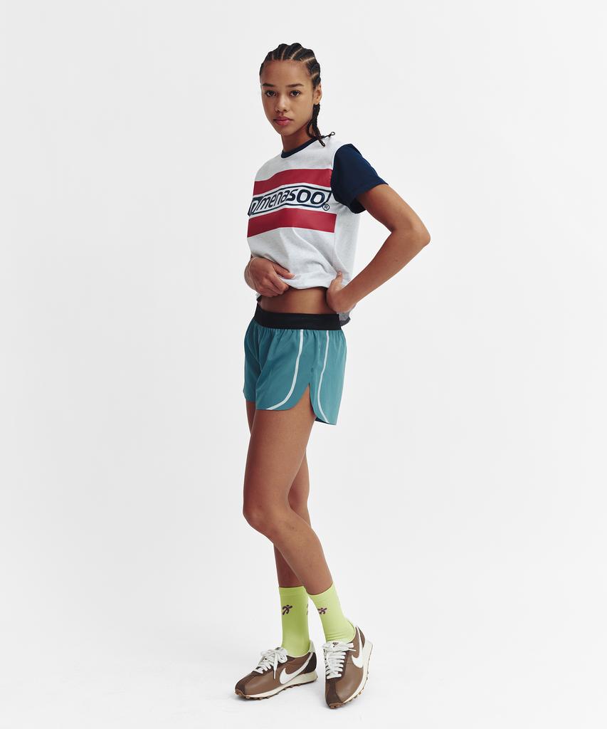 Minasu Menasoo Run Logo Short Sleeve T Shirt_White Melange