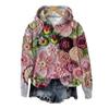 Dame Vintage Bohemian Blomstret Hættetrøje Afslappet Langærmet Hættetrøje med Lomme Oversized Blomsterkunst Print Pullover Toppe