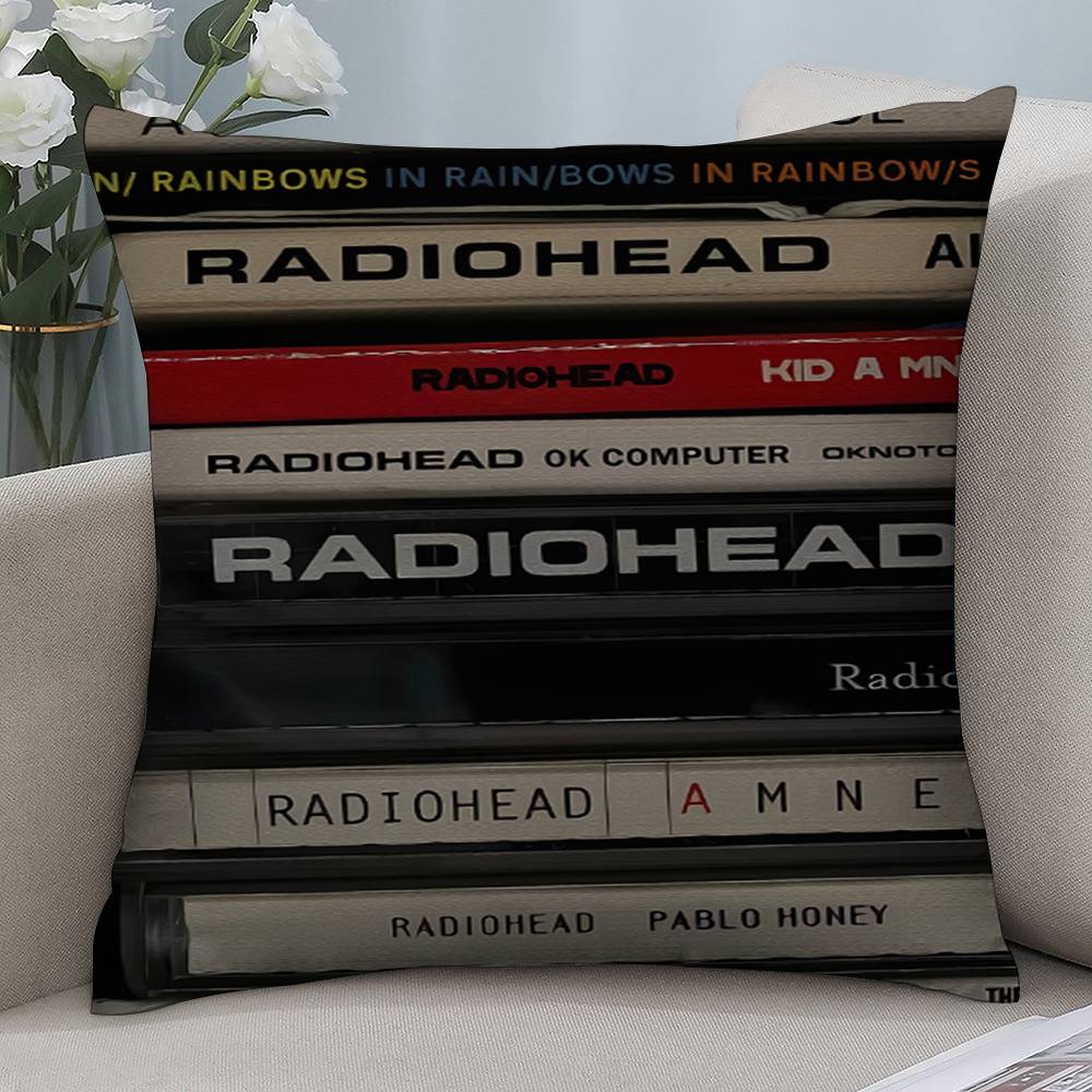 Rock R-Radiohead Band Kissenbezug Kurzplüsch Beidseitiger Druck Quadratische Kissenbezüge Sofa Heim Kissen Dekor
