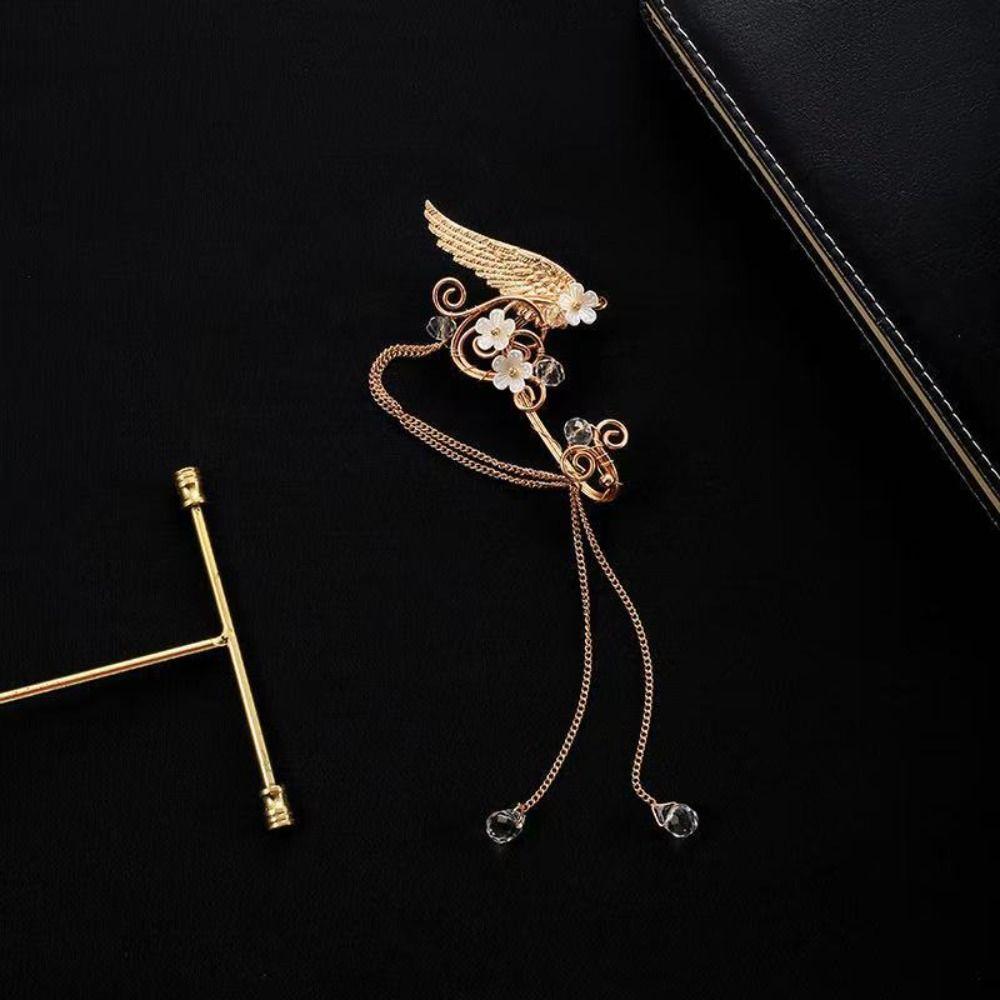 Left Ear Right Ear Crystal Elf Ear Clip Zinc Zinc Alloy Long Tassel Earrings Retro Flower Ear Clips Women