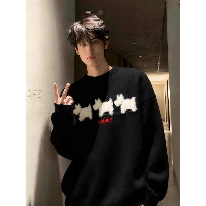 

Men s Trendy Crew Neck Sweater: Slim Fit Knitwear for Autumn/Winter 2024 Medium чорний