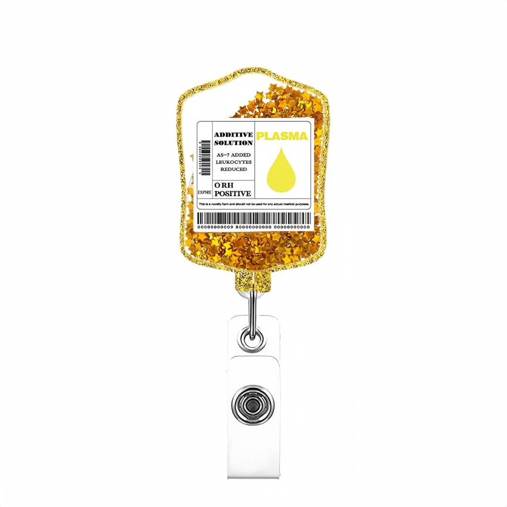 1pc Acrylic Flash Easy-to-pull Buckle Rotating ID Buckle Staff Telescopic Badge