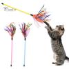 Colorful Rattle Ribbon Teaser Rod Wand Stick Pet Cat Kitten Bite Chew Chase Toy