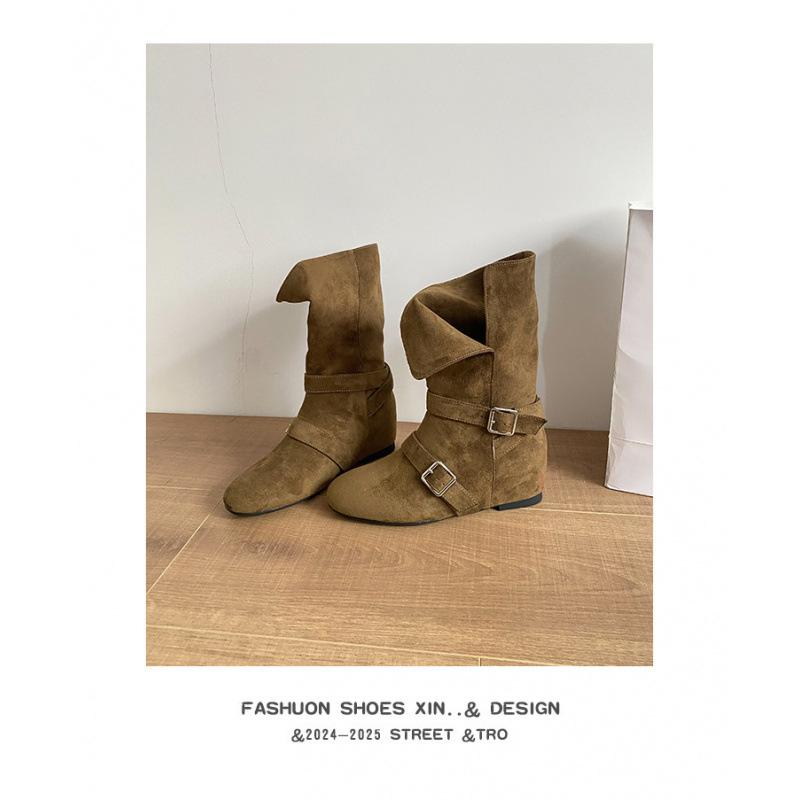 

Корейская замша ретро маленький квадратный носок два способа носки отворачивающиеся толстый каблук пряжка ремня короткие ботинки женские осенне-зимние ботинки Мартин короткие ботинки 43