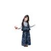 Libala Kids Girls' Autumn Floral Denim Camisole Top & Wide-Leg Pants Set