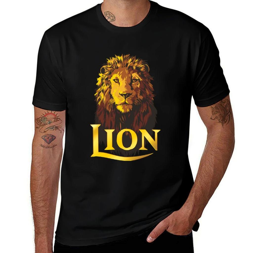 Lion Lager Logo Tshirt Simple Casual Short Sleeve Cotton Tshirt