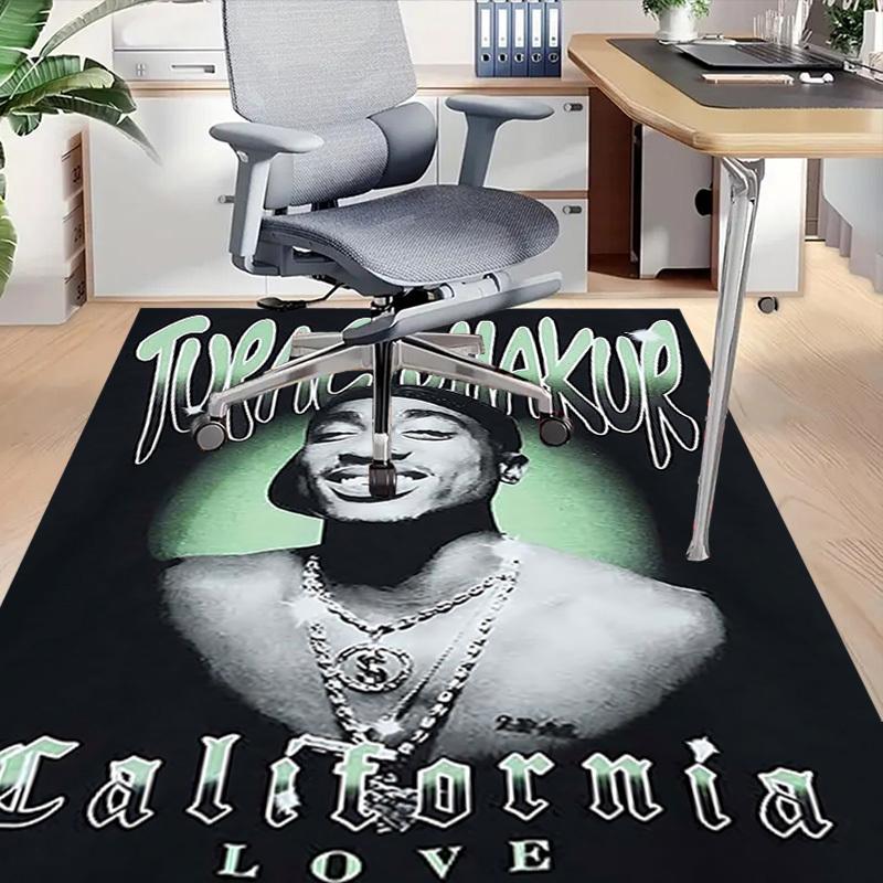 1pc Tupac Shakur California Love Home Office, Durable Polyester Floor Mat with Easy, Office Decor, Urban Style, Nonslip Backing