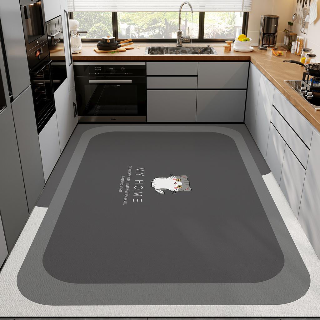Light Luxury Soft Diatom Mud Floor Mat, Kitchen Floor Mat, Non-slip Absorbent Mat, Washable Door, Dirt-resistant Full Floor Mat
