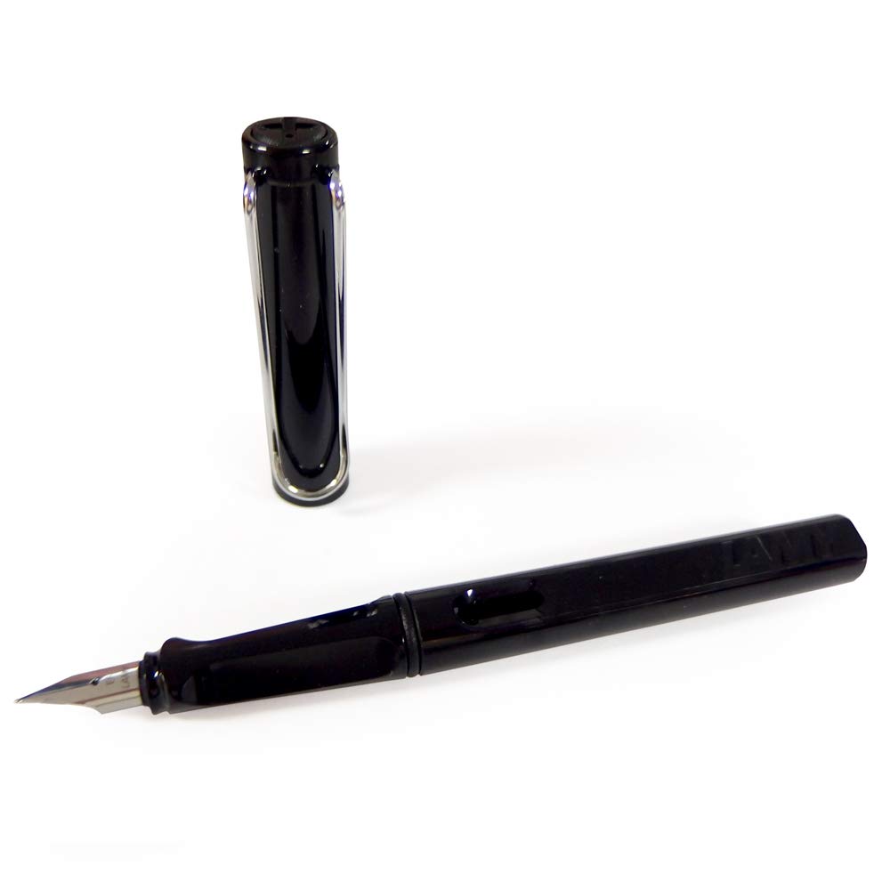 LAMY Safari Shiny Black Fountain Fine Black Pen, L19BK, Nib, Cartridge/Converter Compatible