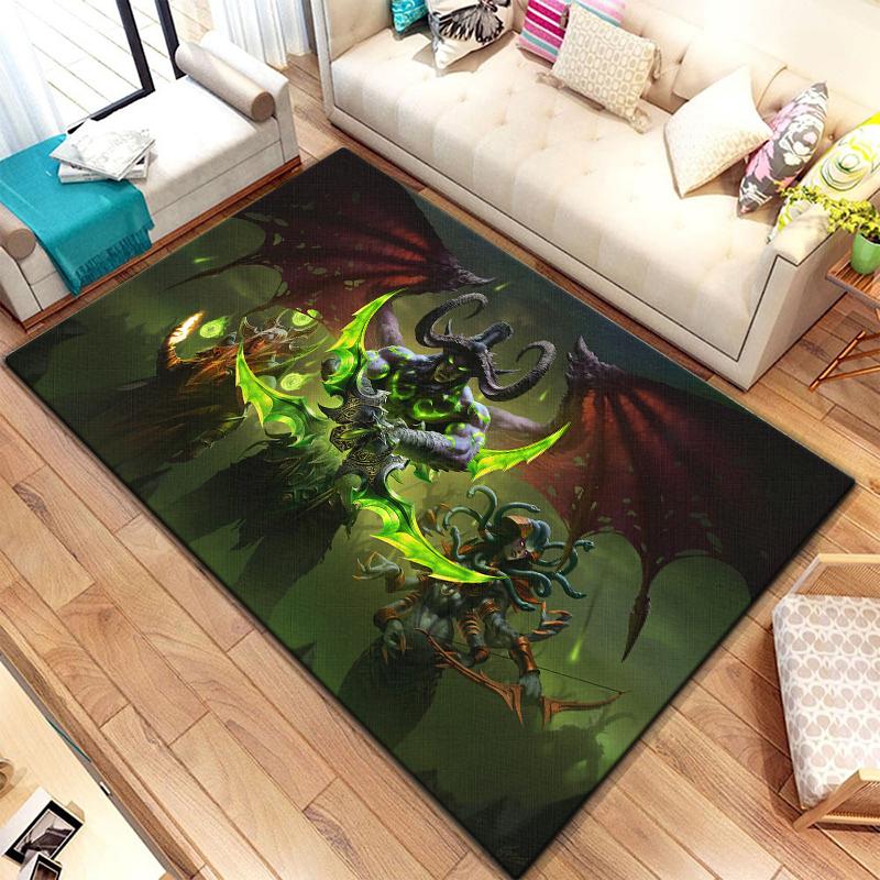Spiel World of Warcraft Teppich für Wohnzimmerteppiche Camping Stranger Things Picknickmatte Rutschfester E-Sport-Teppich Yogamatte Fans Geschenk