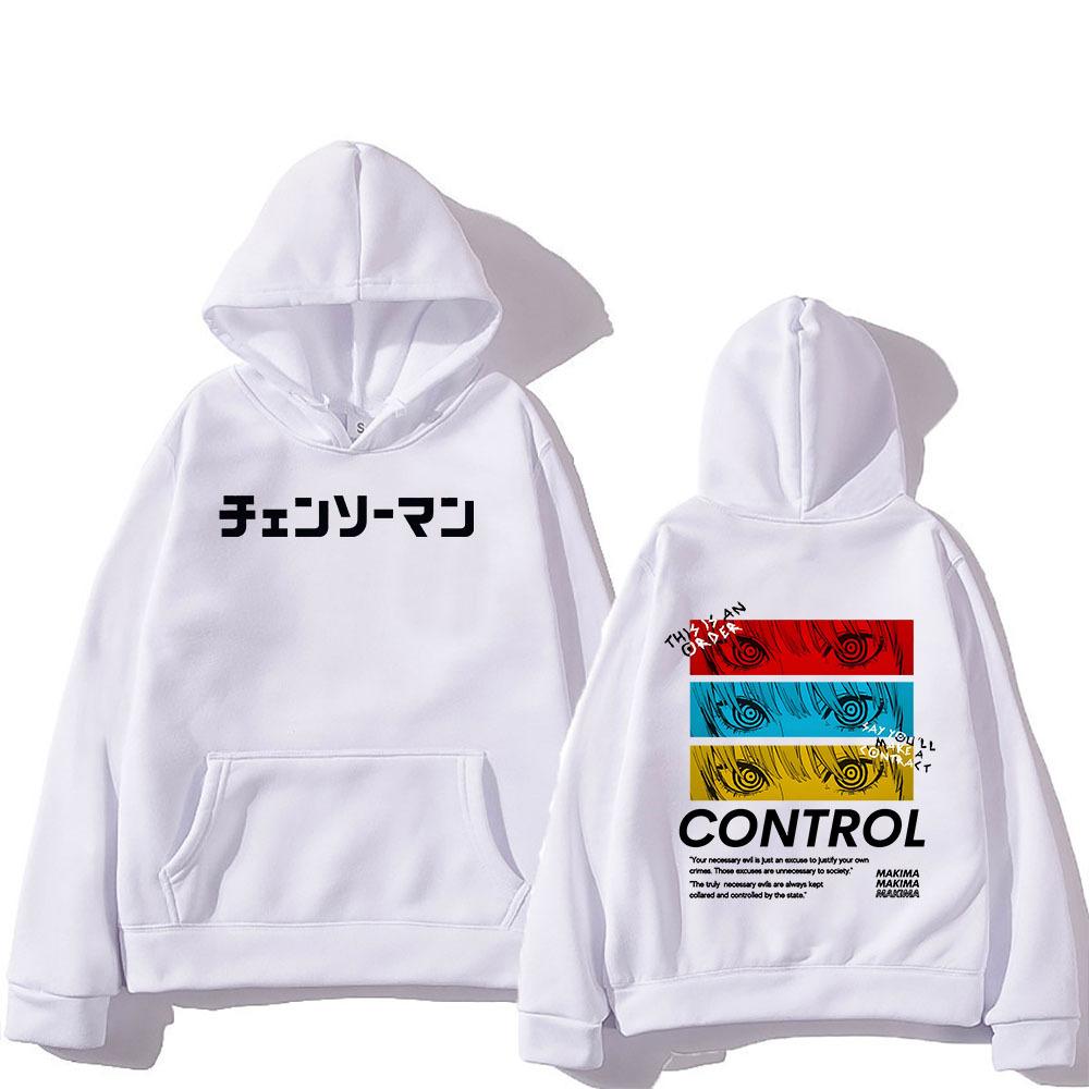 Chainsaw Man Manga Kontroll Makima Hoodie Män Tryck Harajuku