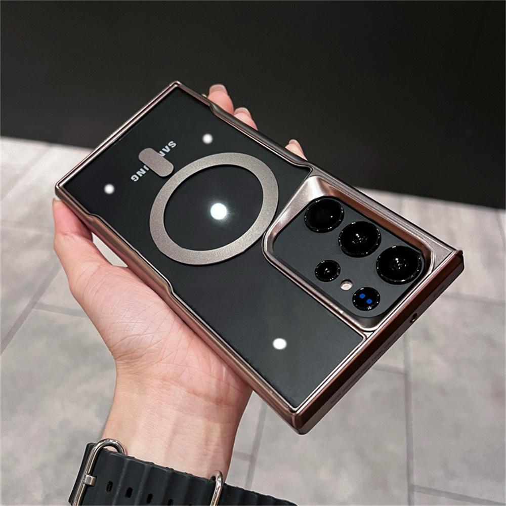 Luxury For Magsafe Transparent Magnetic Phone Case For Samsung S25 S24 Plus S23 S22 Ultra 5G Wireless Charging Shockproof Cover