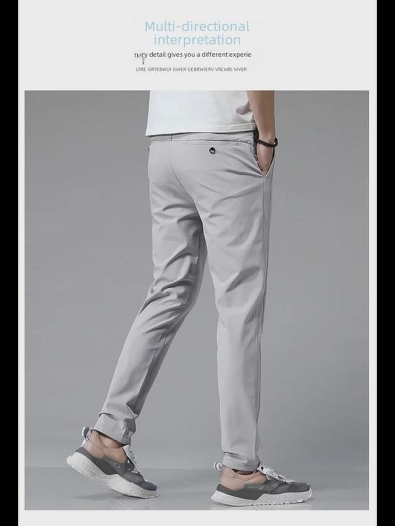Men's Four-Season Ice Silk Quick-Dry Casual Pants - Straight, Loose, Elastic Sports Trousers