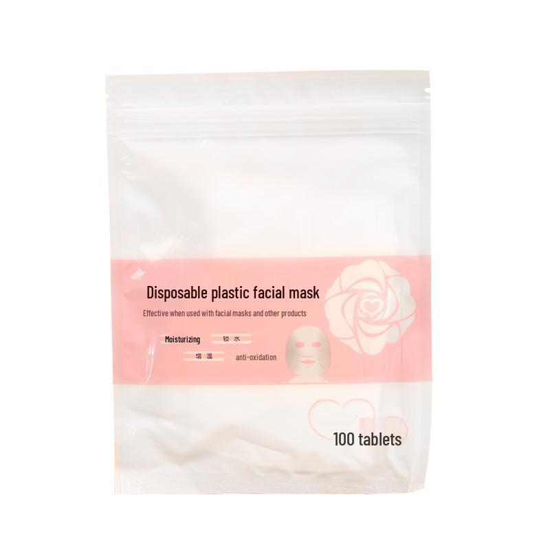 Aloe Vera Infused Disposable Plastic Mask Sheets - 100 Pieces for Moisturizing and Water-Locking in Beauty Salons