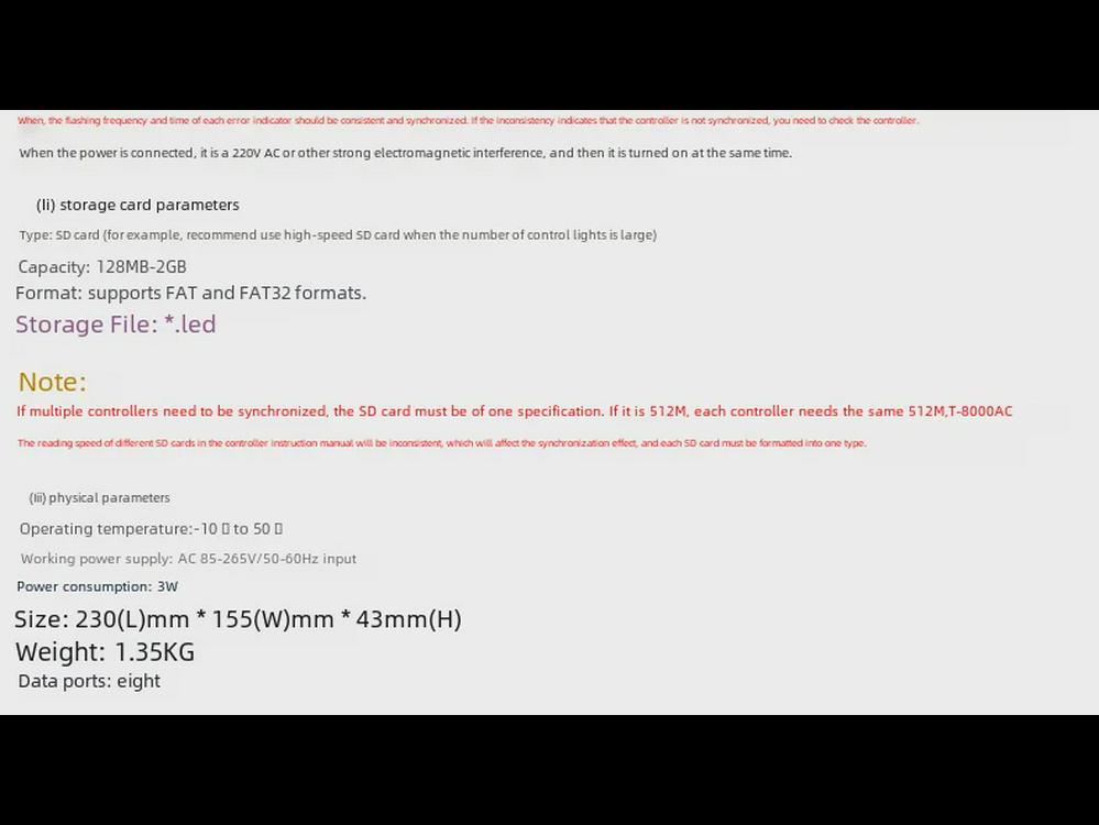 T-8000ACC Magic Color LED-Controller - 8-Port programmierbare Synchronisierung mit SD-Karte