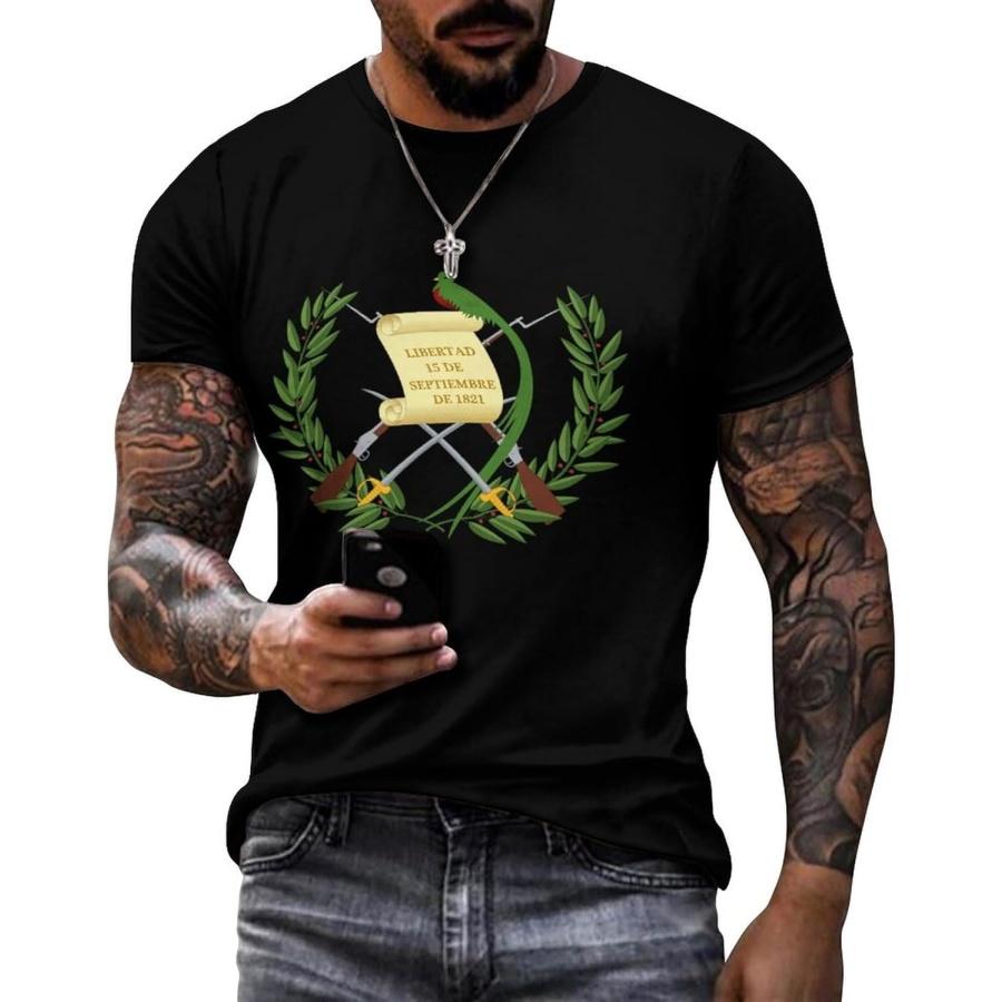 Coat of Arms of Guatemala Men s Cotton Crewneck T-Shirts, Casual Shirts XXXXXL разноцветный
