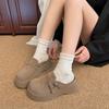 Fashion and lightweight brown retro thick-soled women's new spring outer wear one pedal bag head and half slippers