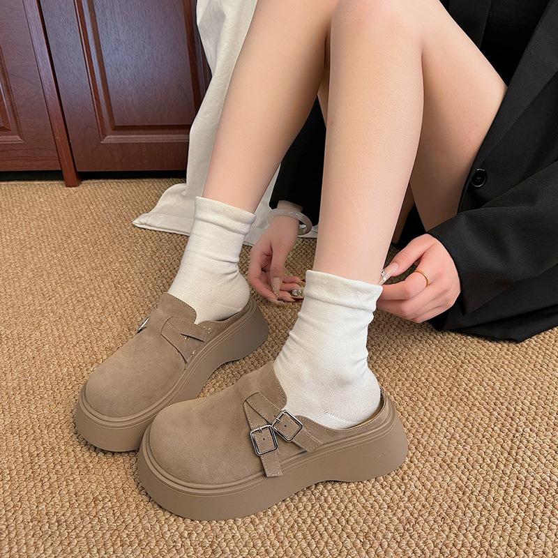 Fashion and lightweight brown retro thick-soled women's new spring outer wear one pedal bag head and half slippers