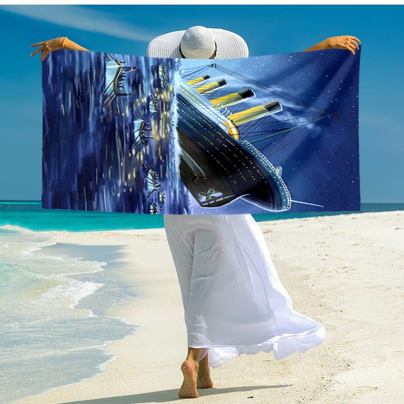 1pc Titanic1 Beach Towel, Comfortable and Thick, and Swimming/Bath/Picnic/Camping Towel, Suitable for Seaside Beaches