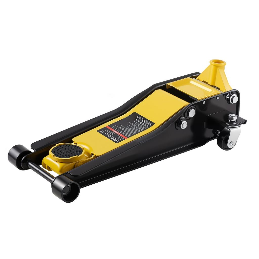 Low Profile Floor Jack, 3 Ton Capacity, Steel Racing Floor Jack with Dual Pistons Quick Lift Pump, Hydraulic Trolley Car Lift for Sports Cars, Sedans,
