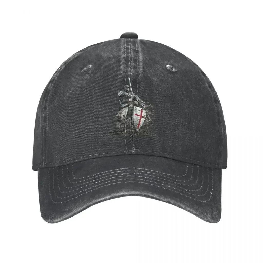 Templar Shield Cross Sword Knights Baseball Cap Vintage Distressed Cotton Armor Helmet Emblem Snapback  Outdoor Hats