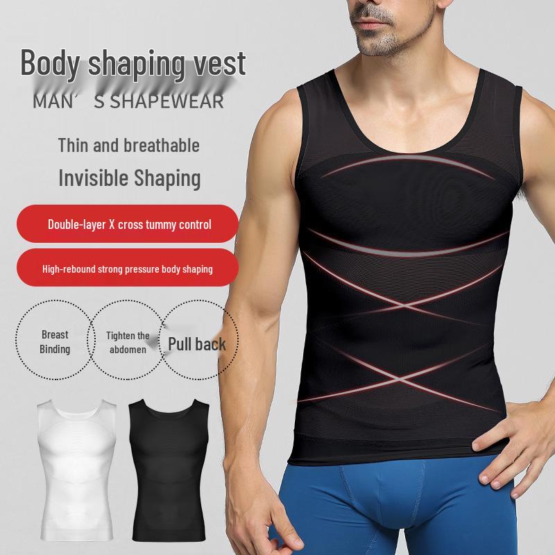 Men's Lightweight Breathable Chest & Back Support Tummy Control Shaper
