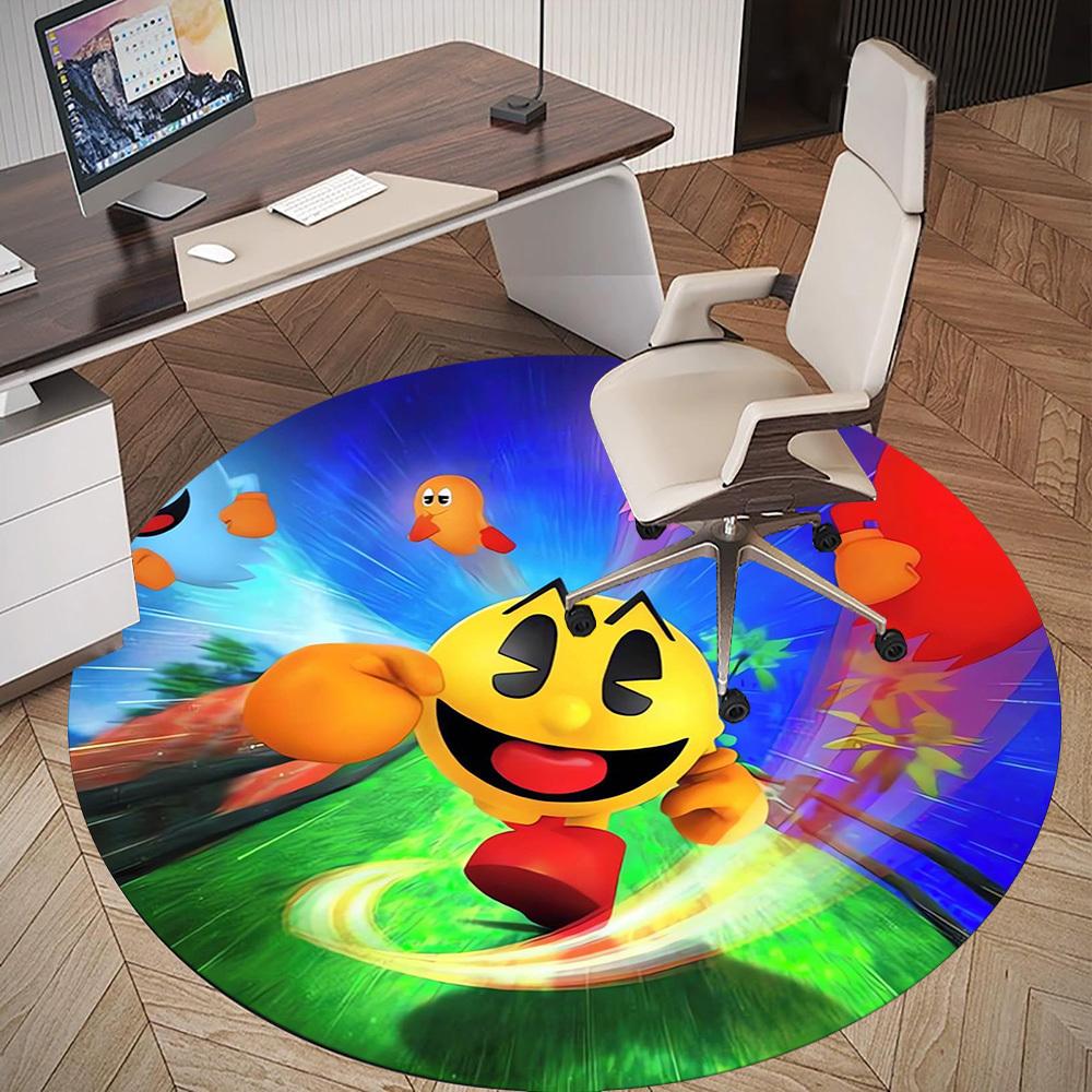1ks Pac-Man Kulatá podložka pod židli Koberec - Protiskluzová podložka na podlahu do kanceláře, ložnice, domácí dekorace Vánoční dárek p0811253