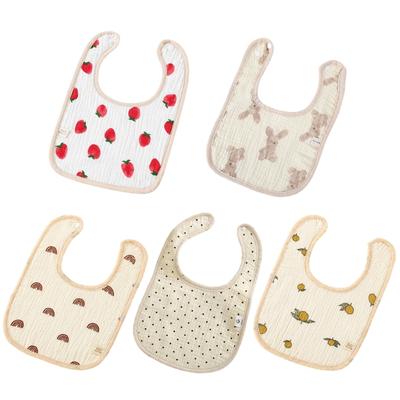 Soft & Absorbent Cotton Baby Drool Bibs 4 Layers Newborn Bibs Rabbit Lemon Pattern Baby Burp Cloth Suitable for Newborns