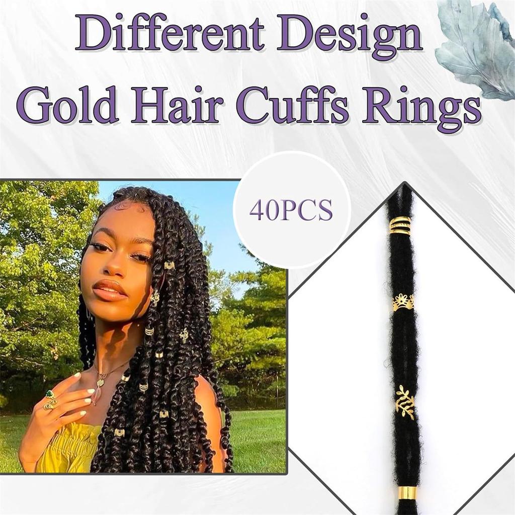 Golden Ethnic Hair Beads Loose Coil Hair Jewelry For Braid Hair Rings Dreadlock Bead Braid Rings Hair Clip Braid Clip