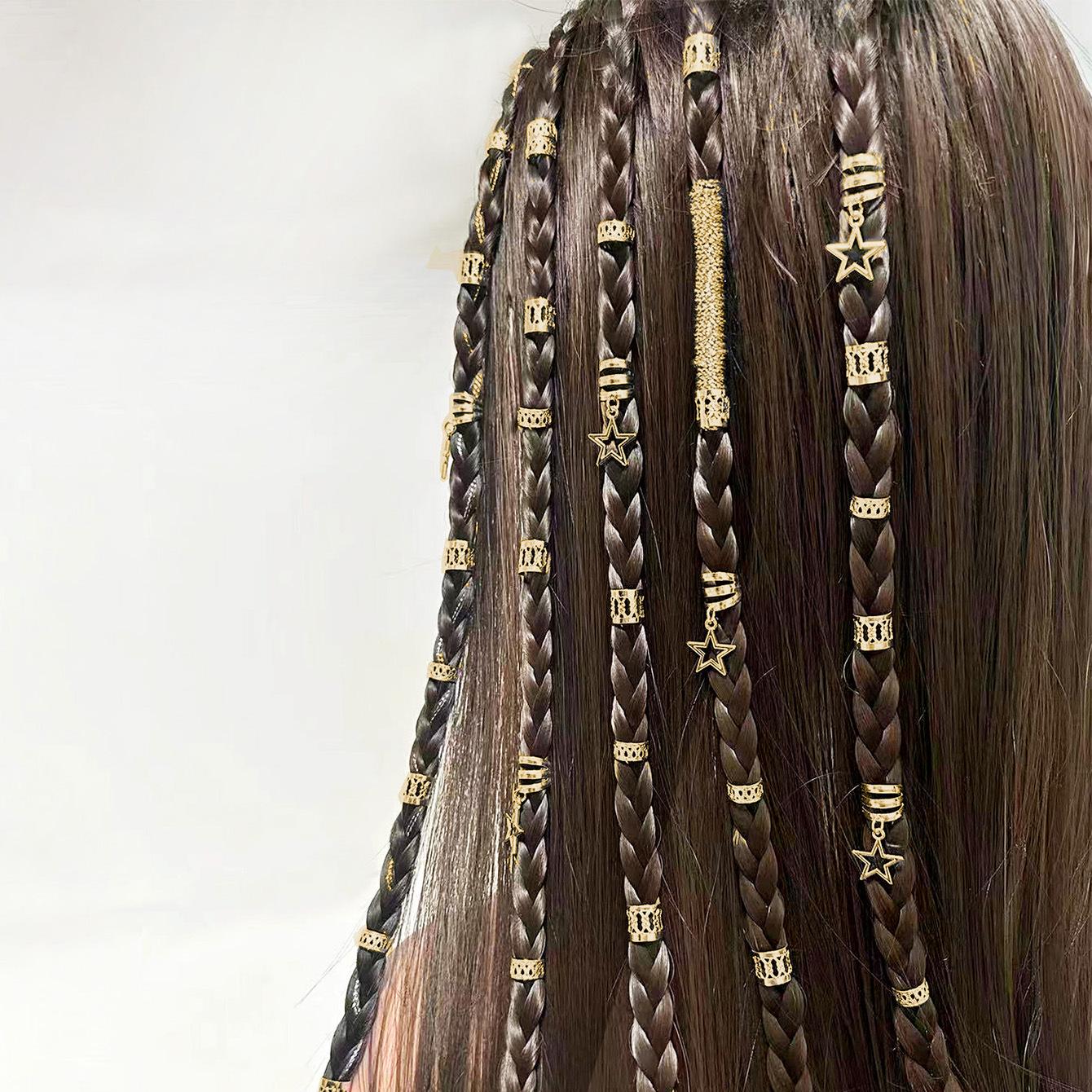 

Pieces European and American TEUMSHEIN popular DIY wig dreadlocks accessories silver hollow braids hair buckle