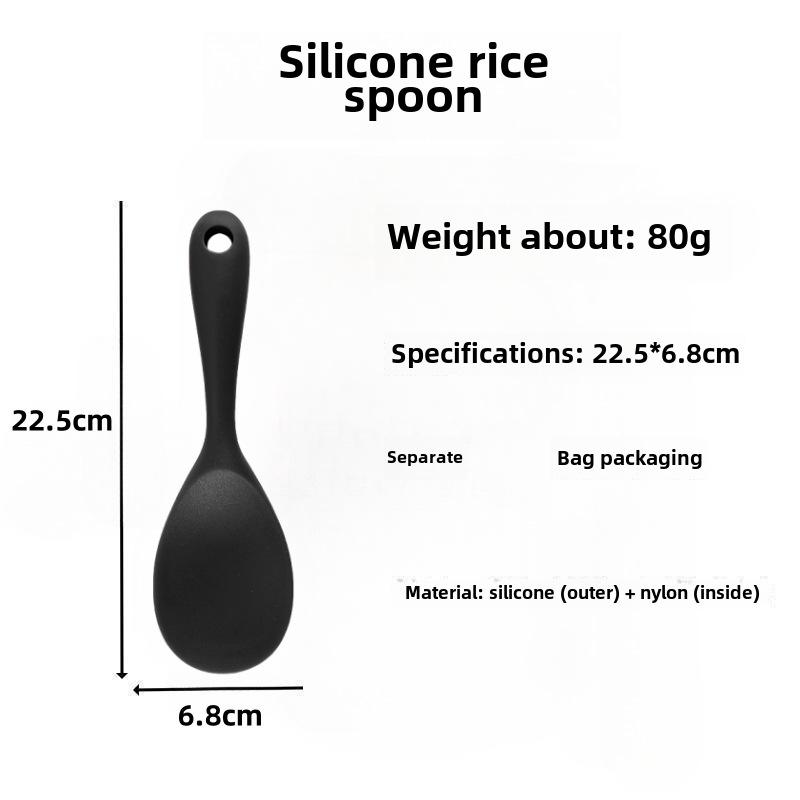 Cuillère à riz et spatule en silicone antiadhésif - Doux pour les casseroles, idéal pour remuer le riz - Ustensile de cuisine