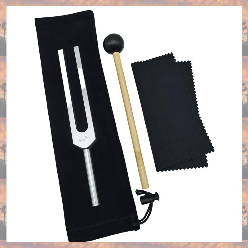 

2025 Trend Aluminum Alloy Tuning Fork Tuning Fork Musical Instrument 440Hz With Hammer For Nervous System Testing Sound Healing серебряный