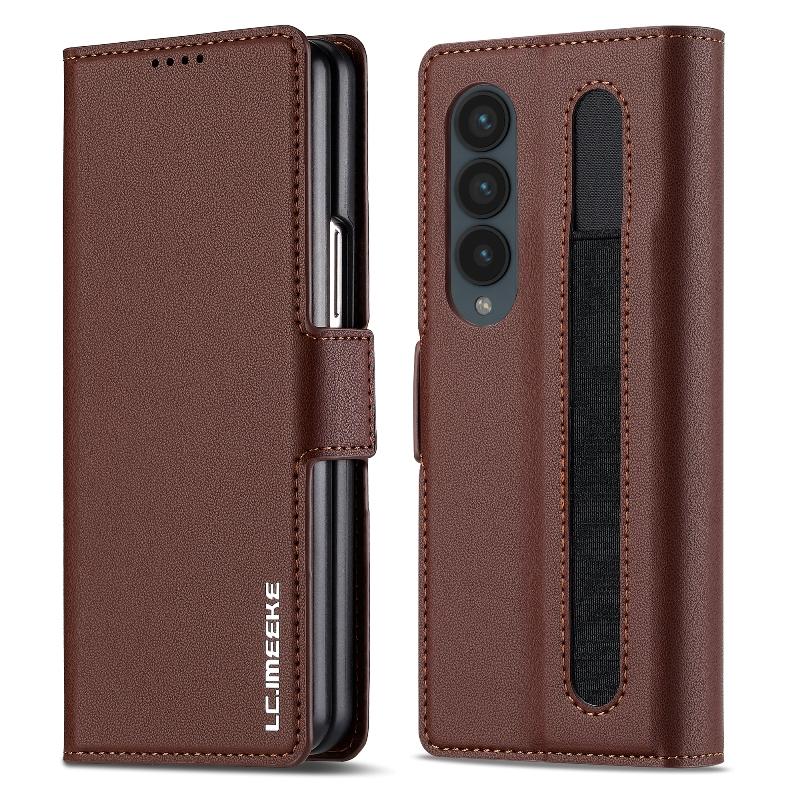 Magnetic Flip Leather Phone Cover For Samsung Galaxy Z Fold4/Z Fold 3 Built-in Wallet Card With Pen Slot(Excluding Pen)