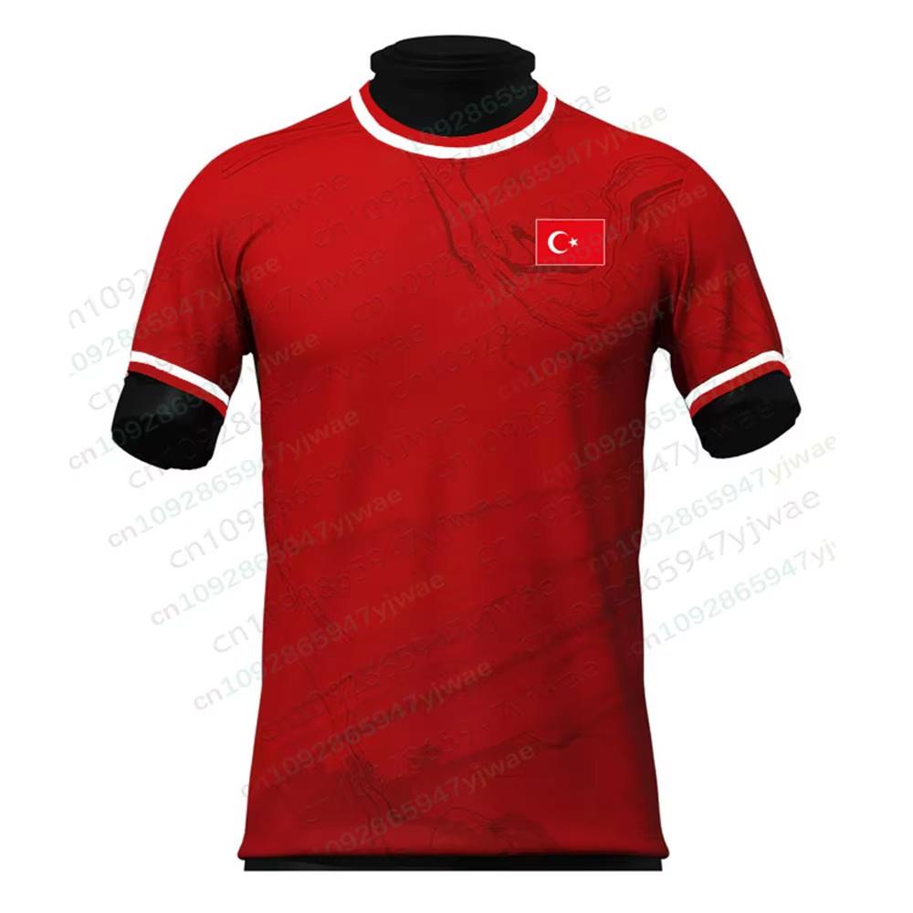 Men Summer Türkiye Heritage 3D Football Jersey Quick Dry Breathable Short Sleeve Beach T-shirt