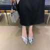 2025 Spring New Sweet Fish Scale Sequins Stiletto Niche Sandals Evening Mary Jane with Skirt Half Slippers